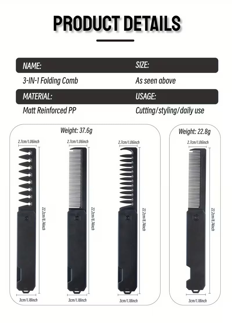 Foldable Comb for Men And Boys